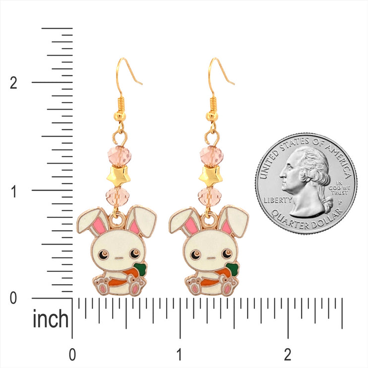 Easter Bunny & Carrot Enameled Charm Fashion Dangle Earrings - Accessoriesforever