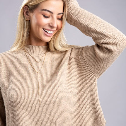 Cozy Mock Neck Long Sleeve Pullover Sweater