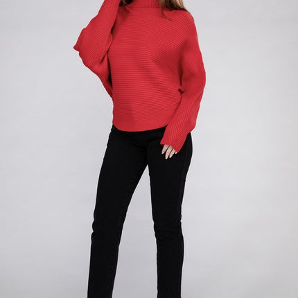 Sleek Comfortable Elegant Viscose Dolman Sleeve Turtleneck Sweater