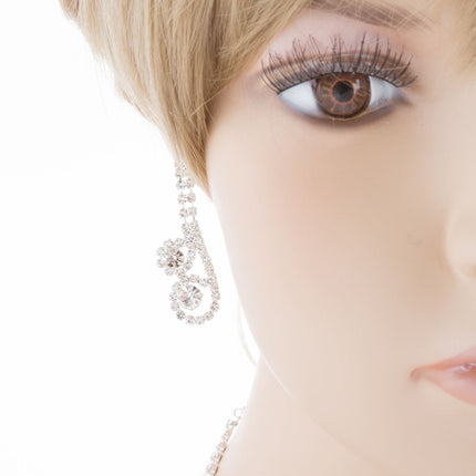 Bridal Wedding Jewelry Set Crystal Rhinestone Dazzle Y Drop Swirl Necklace SV - Accessoriesforever