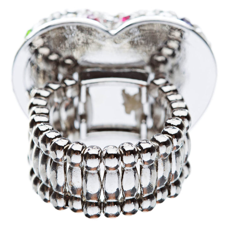 Bubbly Crystal Rhinestone Heart Valentine's Day Stretch Adjustable Ring - Accessoriesforever