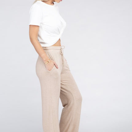 Soft Terry Lounge Pants with Elastic Drawstring Waist