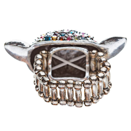 Fox Head Crystal Animal Stretch Adjustable Fashion Ring - Accessoriesforever