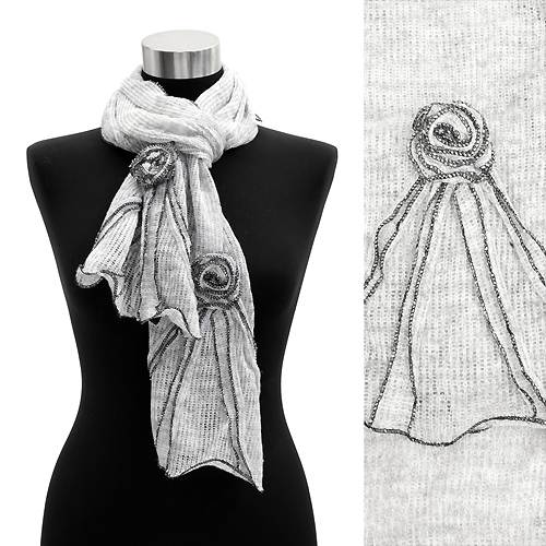 Women Winter Cold Corsage Decorated Ruffle Edged Scarf