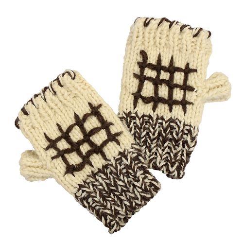 Hand Knitted Fingerless Gloves Mittens Fleece Liner