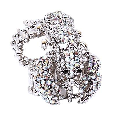 Scorpion Double Band Crystal Rhinestone Stretch Adjustable Cocktail Ring - Accessoriesforever