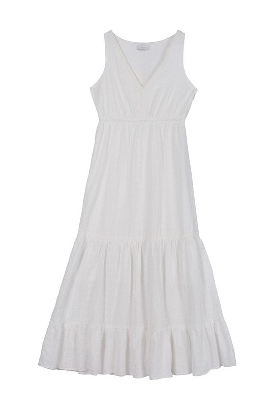 Beautiful Embroidered Ruffled Tiered V-Neck Fashion Dress