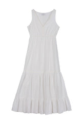 Beautiful Embroidered Ruffled Tiered V-Neck Fashion Dress