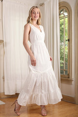Beautiful Embroidered Ruffled Tiered V-Neck Fashion Dress