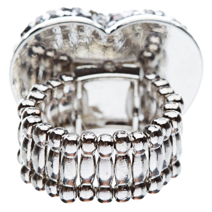 Bubbly Crystal Rhinestone Heart Valentine's Day Stretch Adjustable Ring - Accessoriesforever