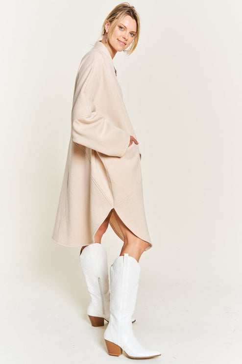 Oversized Brushed Knit Sweater Cardigan with Front Pocket