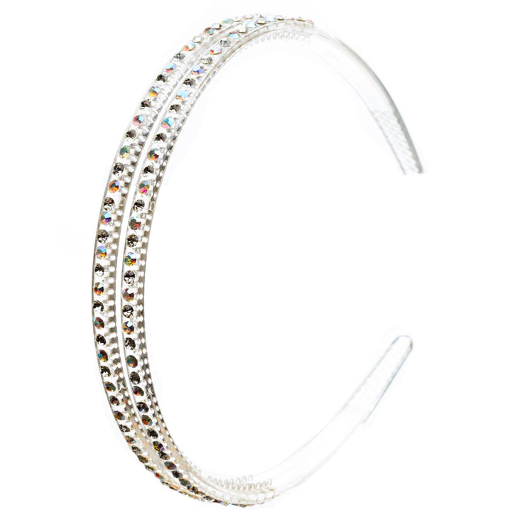 Fashion Sparkle Crystal Rhinestone Double Row Design Teeth Headband - Accessoriesforever