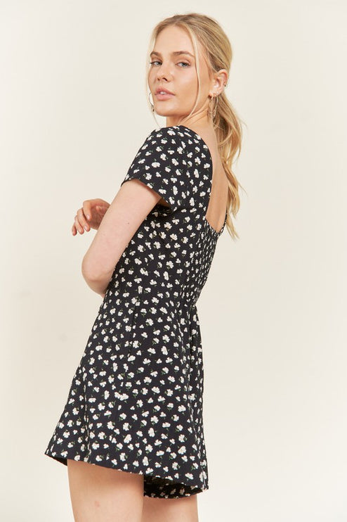 Playful Chic Floral Button Down Romper - Accessoriesforever
