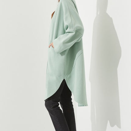 Oversized Brushed Knit Sweater Cardigan with Front Pocket