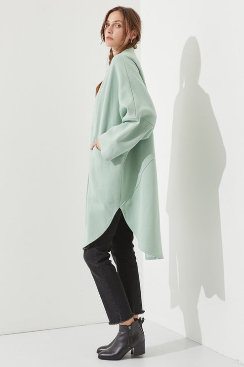 Oversized Brushed Knit Sweater Cardigan with Front Pocket