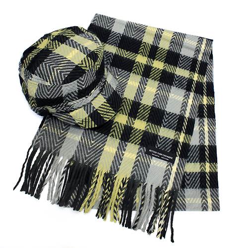 Classic Fashion Plaid Pattern Design Newsboy Hat and Soft Scarf Set