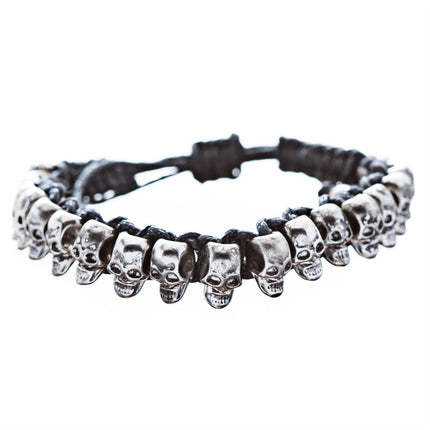 Halloween Costume Jewelry Skull Charms Braided Adjustable Bracelet