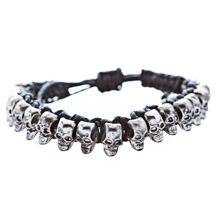Halloween Costume Jewelry Skull Charms Braided Adjustable Bracelet - Accessoriesforever