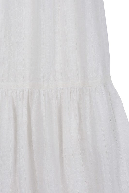 Beautiful Embroidered Ruffled Tiered V-Neck Fashion Dress