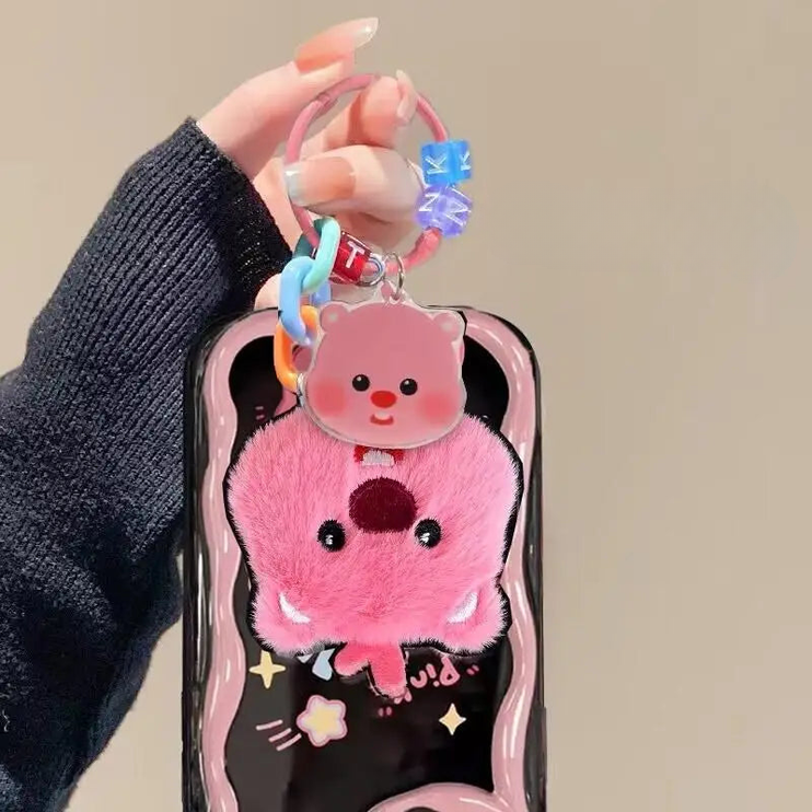 Cute 3D Plush Cartoon Loopy HOlderKeychain Phone Case Cover for iPhone