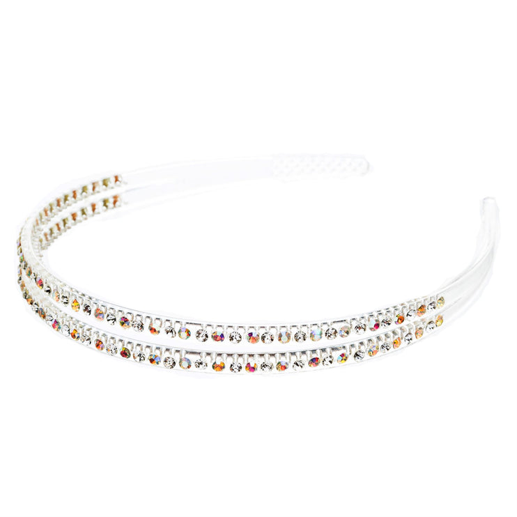 Fashion Sparkle Crystal Rhinestone Double Row Design Teeth Headband - Accessoriesforever