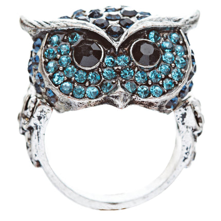 Owl Animal 3D Crystal Rhinestone Stretch Ring - Accessoriesforever