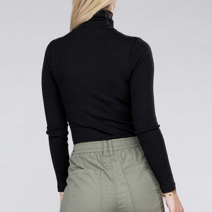 Long-Sleeve Turtleneck Bodysuit with Snap Closure