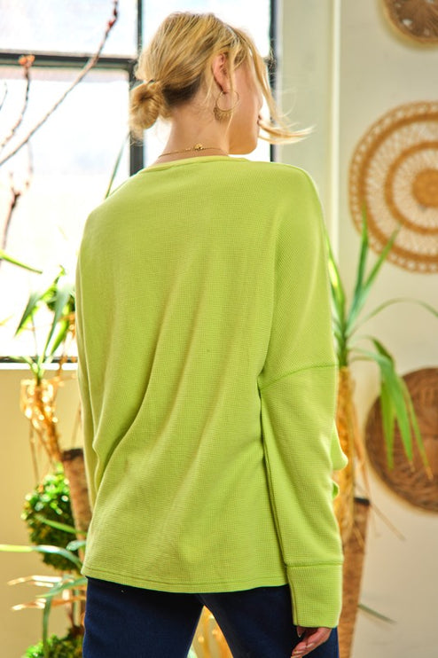 Chic Side Slit Top with Unbalanced Hem Pullover Knit Top