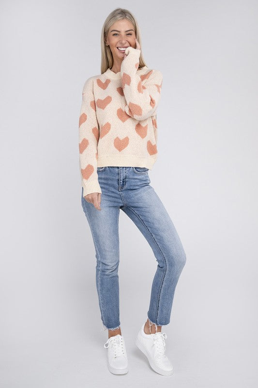 Cute Adorable Fashion Stylish Cozy Heart Pattern Knitted Top Sweater