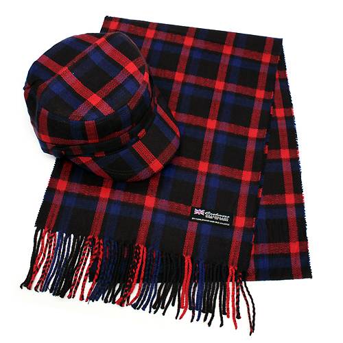 Classic Fashion Plaid Pattern Design Newsboy Hat and Soft Scarf Set