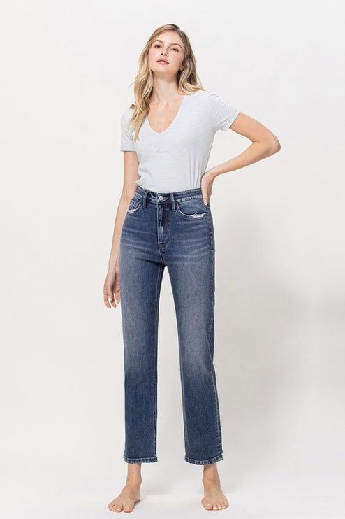 Distressed High Rise Stretch Ankle Straight - Accessoriesforever