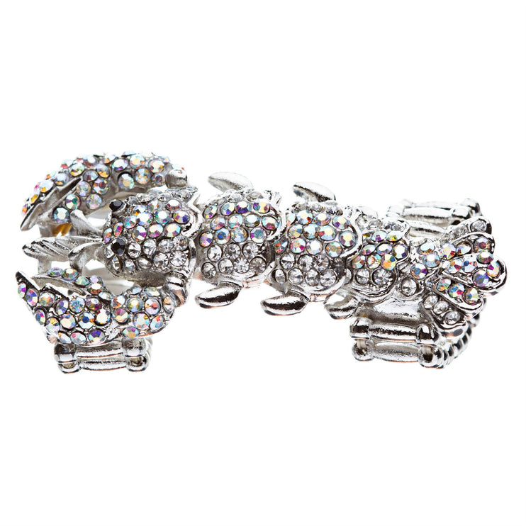 Scorpion Double Band Crystal Rhinestone Stretch Adjustable Cocktail Ring - Accessoriesforever