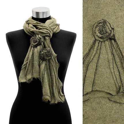 Women Winter Cold Corsage Decorated Ruffle Edged Scarf