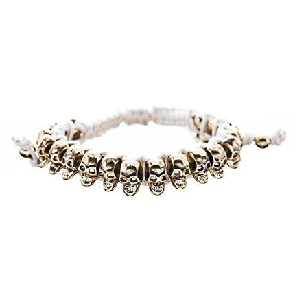 Halloween Costume Jewelry Skull Charms Braided Adjustable Bracelet