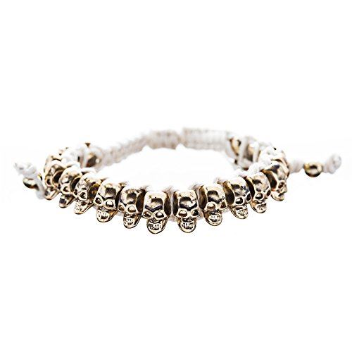Halloween Costume Jewelry Skull Charms Braided Adjustable Bracelet - Accessoriesforever