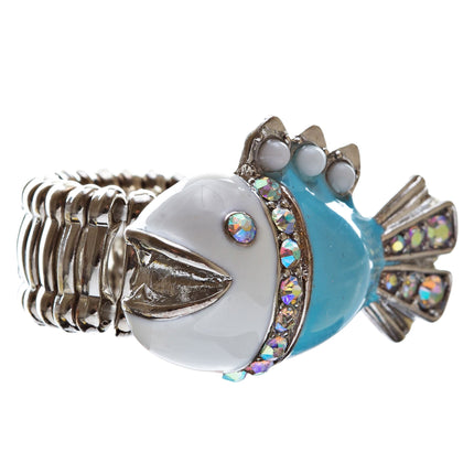 Ocean Theme Crystal Rhinestone Fancy Fishlike Design Stretch Ring - Accessoriesforever