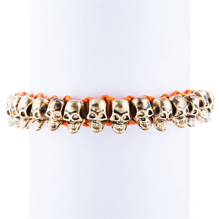 Halloween Costume Jewelry Skull Charms Braided Adjustable Bracelet