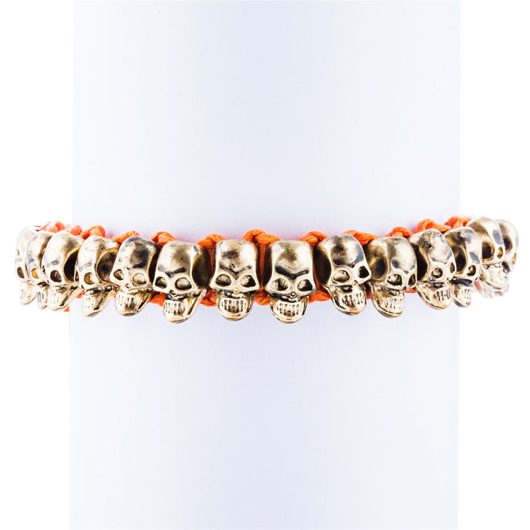 Halloween Costume Jewelry Skull Charms Braided Adjustable Bracelet - Accessoriesforever