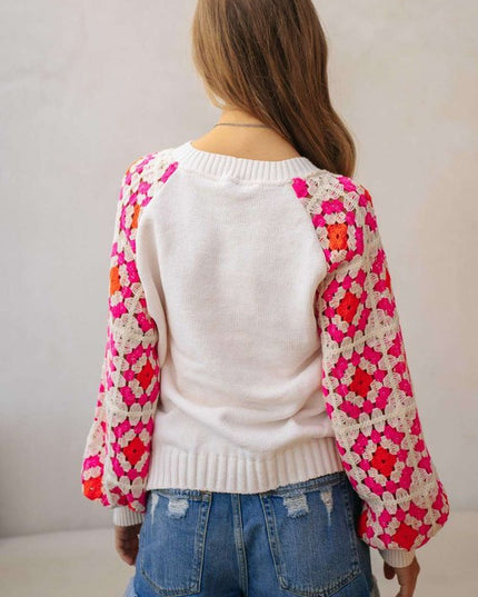 Beautiful Long Sleeve Detailed Knit Crochet Fashion Sweater