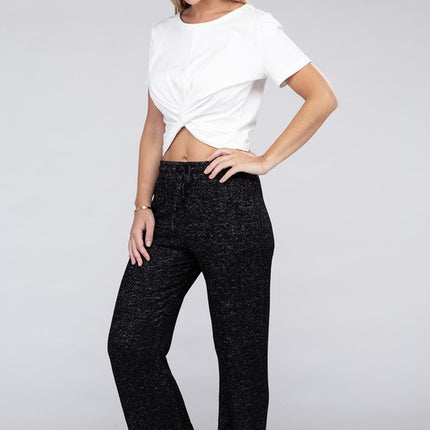Soft Terry Lounge Pants with Elastic Drawstring Waist