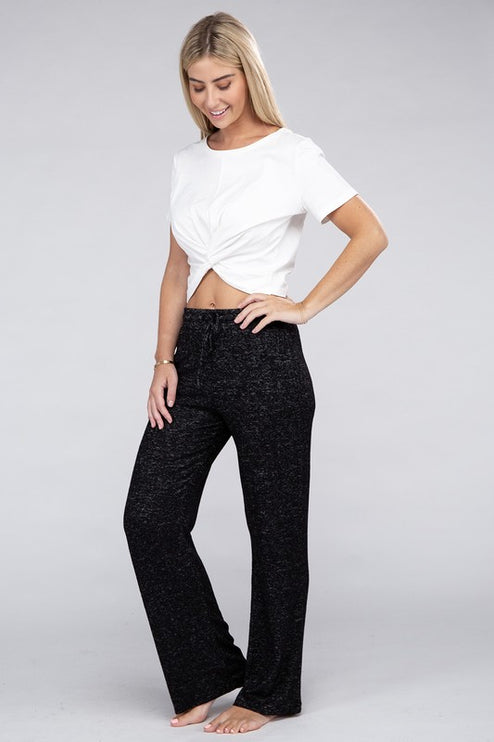 Soft Terry Lounge Pants with Elastic Drawstring Waist