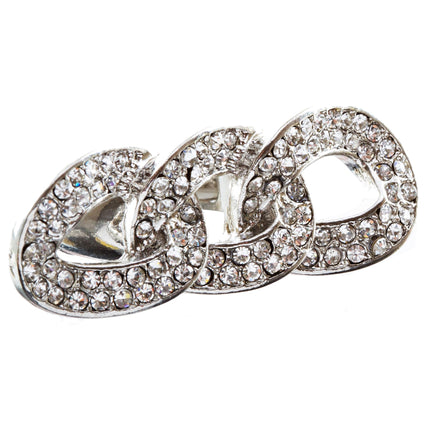 Chain Trio Link Crystal Pave Stretch Ring - Accessoriesforever