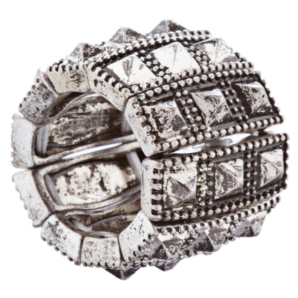 Stylish Chic 3 Rows Spike Design Stretch Fashion Ring - Accessoriesforever