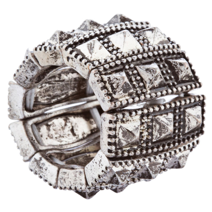 Stylish Chic 3 Rows Spike Design Stretch Fashion Ring