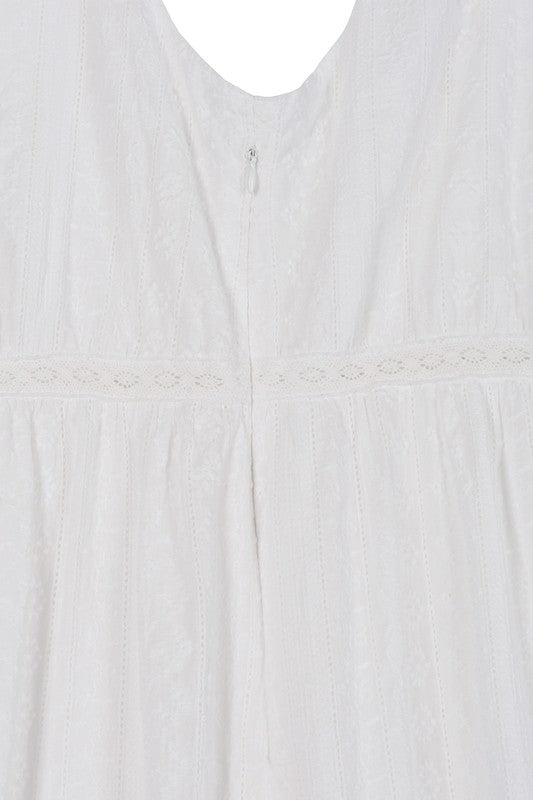 Beautiful Embroidered Ruffled Tiered V-Neck Fashion Dress