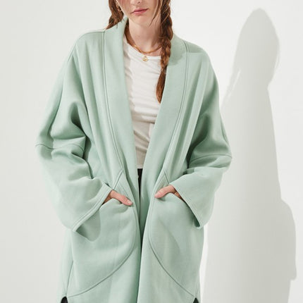 Oversized Brushed Knit Sweater Cardigan with Front Pocket