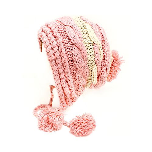 Cute Fashion Long Pompom Hand Knit Cold Weather Winter Ski Trooper Trapper Hat - Accessoriesforever