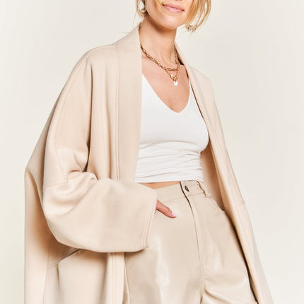 Oversized Brushed Knit Sweater Cardigan with Front Pocket