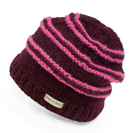 Duo Tone Stripes Pattern Nepal Wool Cold Weather Winter Ski Knit Hat - Accessoriesforever