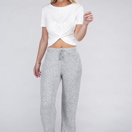 Soft Terry Lounge Pants with Elastic Drawstring Waist